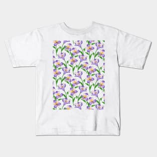 Purple Alstroemeria Floral Pattern Kids T-Shirt